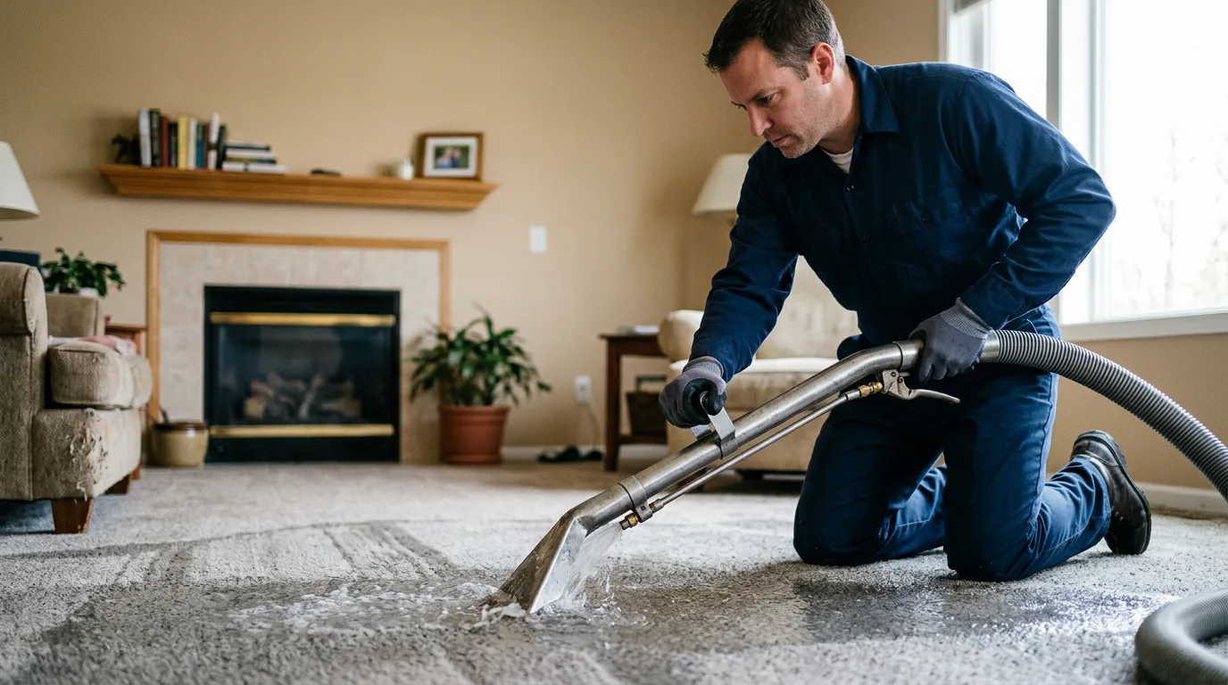 Water damage restoration technician working near Hugoton, KS